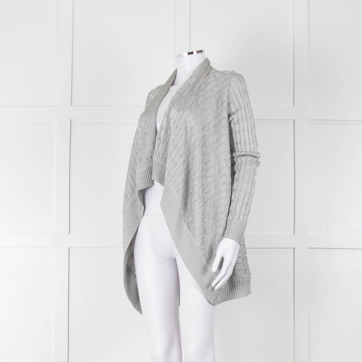 Ralph Lauren Silver Cable Lurex Cardigan