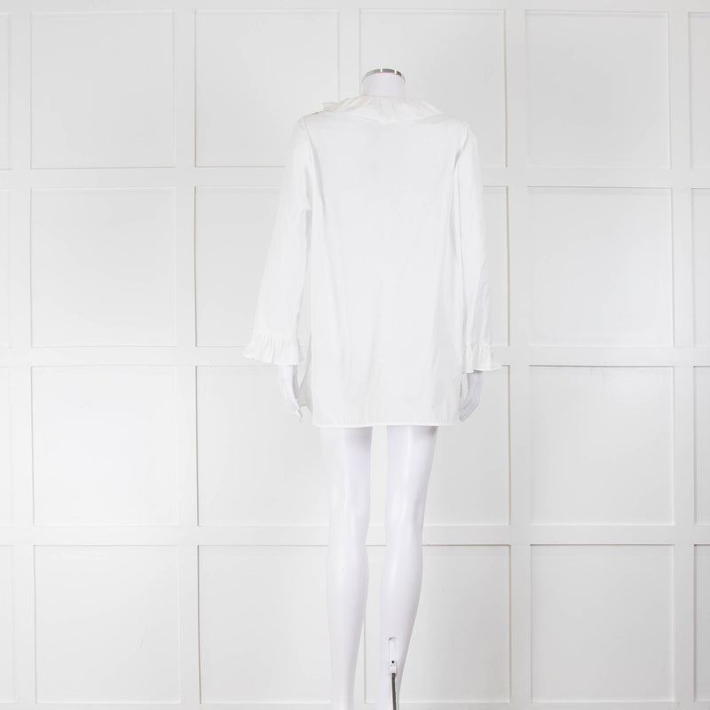 S Max Mara White Front Frill Detail Cotton Shirt