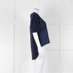 See By Chloe Navy Denim Front Short Sleeve Top
