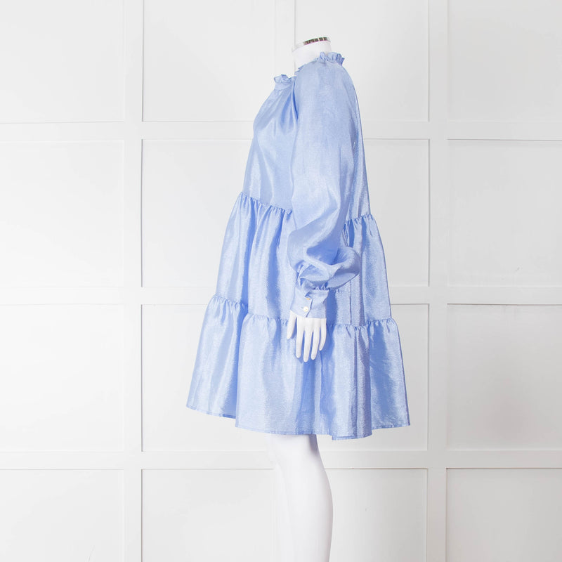 Stine Goya Cornflower Blue Tiered Mini Dress
