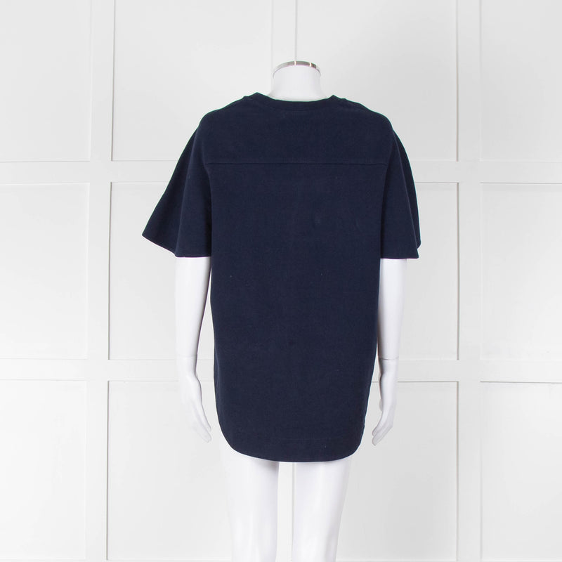See By Chloe Navy Denim Front Short Sleeve Top