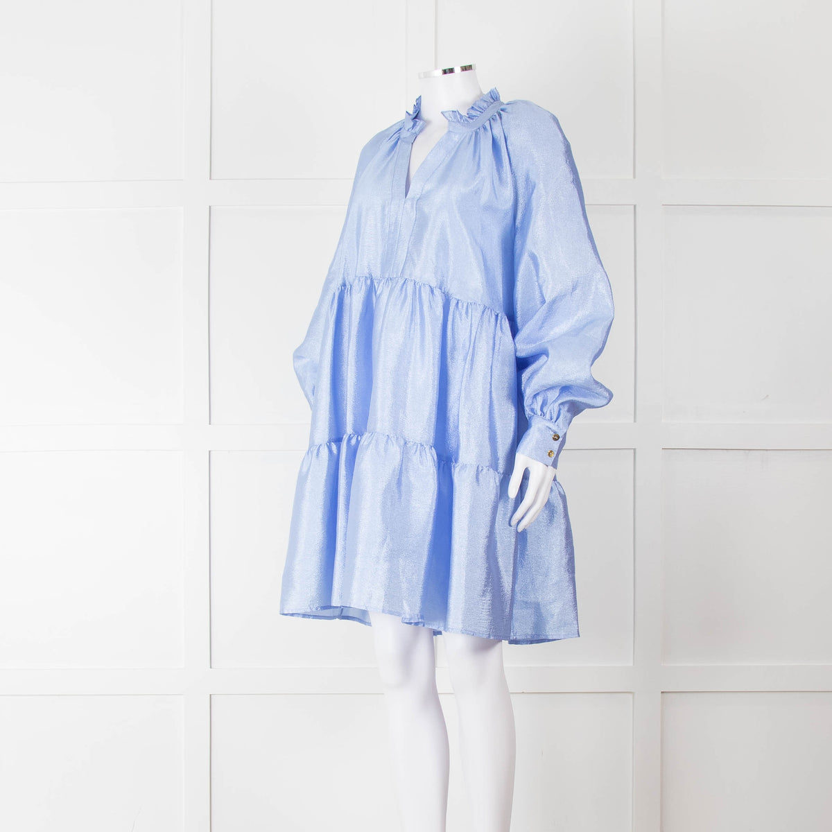 Stine Goya Cornflower Blue Tiered Mini Dress