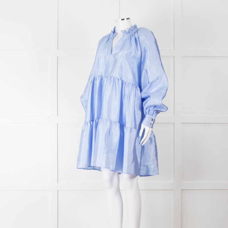 Stine Goya Cornflower Blue Tiered Mini Dress