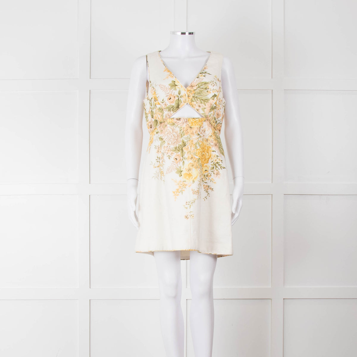 Zimmermann Amelie Cream Linen Floral Dress