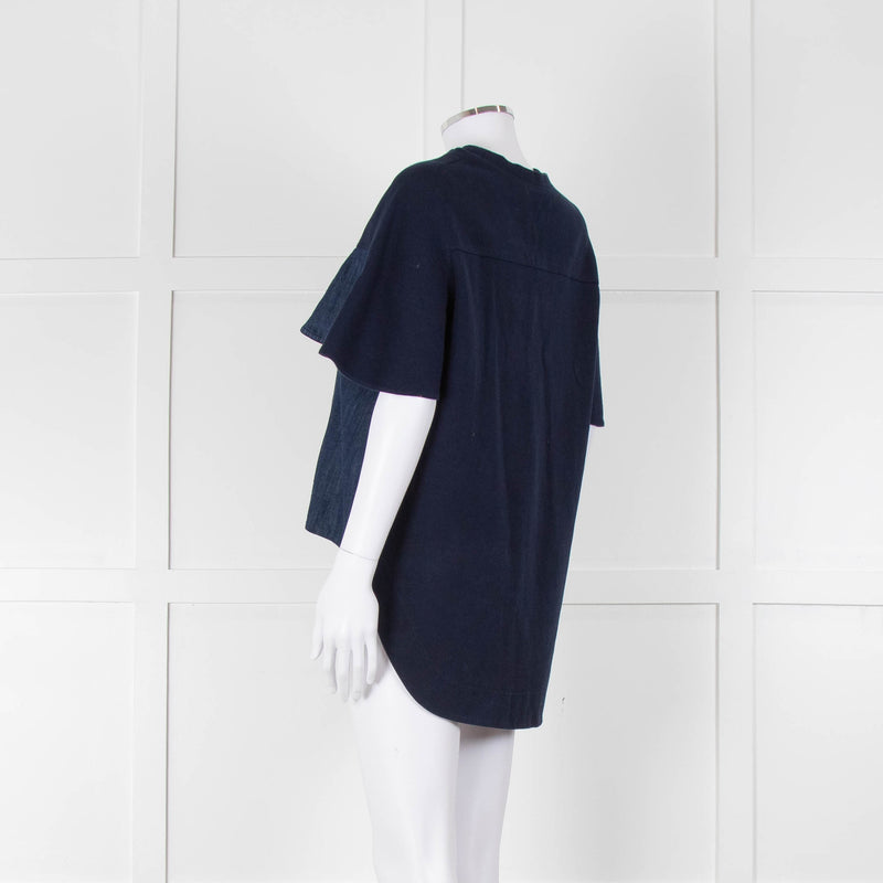 See By Chloe Navy Denim Front Short Sleeve Top