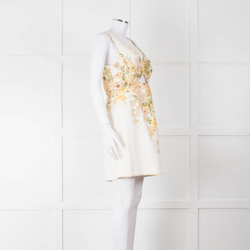 Zimmermann Amelie Cream Linen Floral Dress
