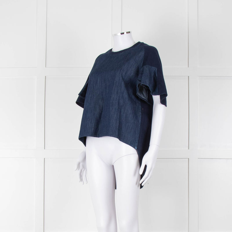 See By Chloe Navy Denim Front Short Sleeve Top