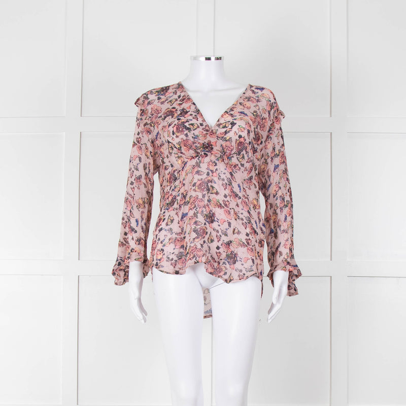 Iro Dusty Pink Floral Long Sleeve Top