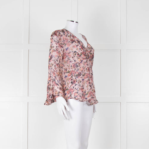 Iro Dusty Pink Floral Long Sleeve Top