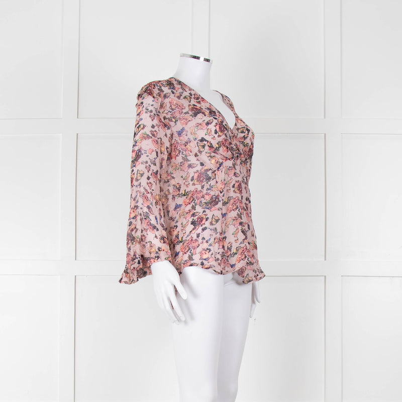 Iro Dusty Pink Floral Long Sleeve Top