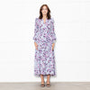 Me + Em White Blue Floral Long Sleeve Tiered Dress