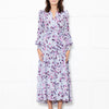 Me + Em White Blue Floral Long Sleeve Tiered Dress
