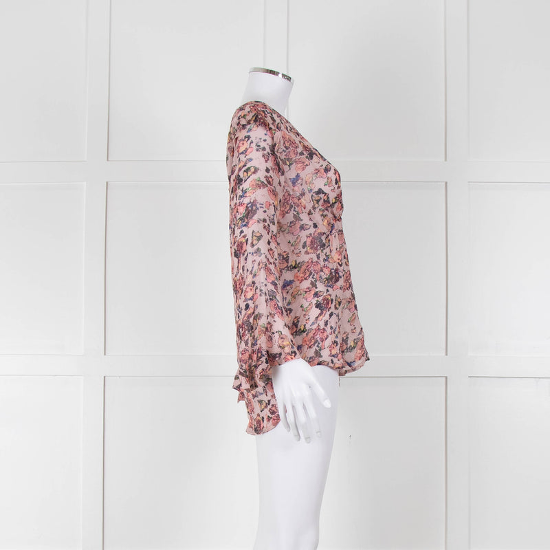 Iro Dusty Pink Floral Long Sleeve Top