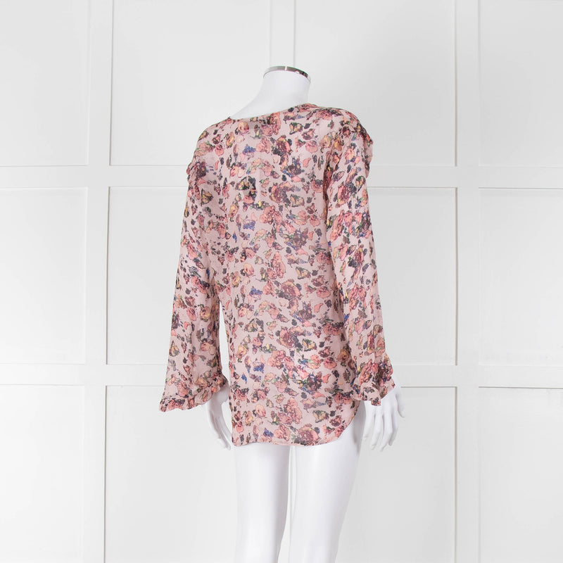 Iro Dusty Pink Floral Long Sleeve Top