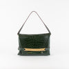 Victoria Beckham Chain Pouch Green Crocodile Print Leather