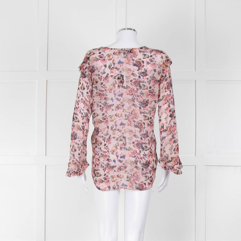 Iro Dusty Pink Floral Long Sleeve Top