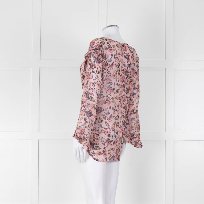Iro Dusty Pink Floral Long Sleeve Top