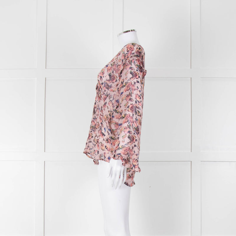 Iro Dusty Pink Floral Long Sleeve Top