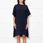 Max Mara Studio Navy Lace Trim Tunic Dress