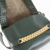 Victoria Beckham Chain Pouch Green Crocodile Print Leather