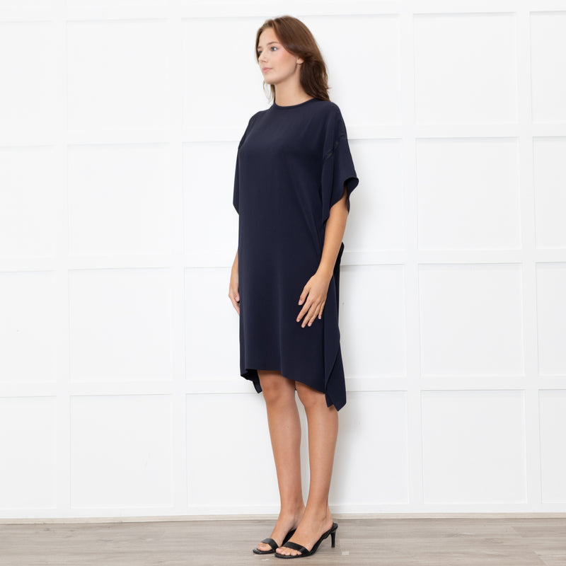 Max Mara Studio Navy Lace Trim Tunic Dress