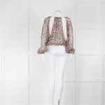 Jean Paul Gaultier Multi Print Cream Trim Silk Top
