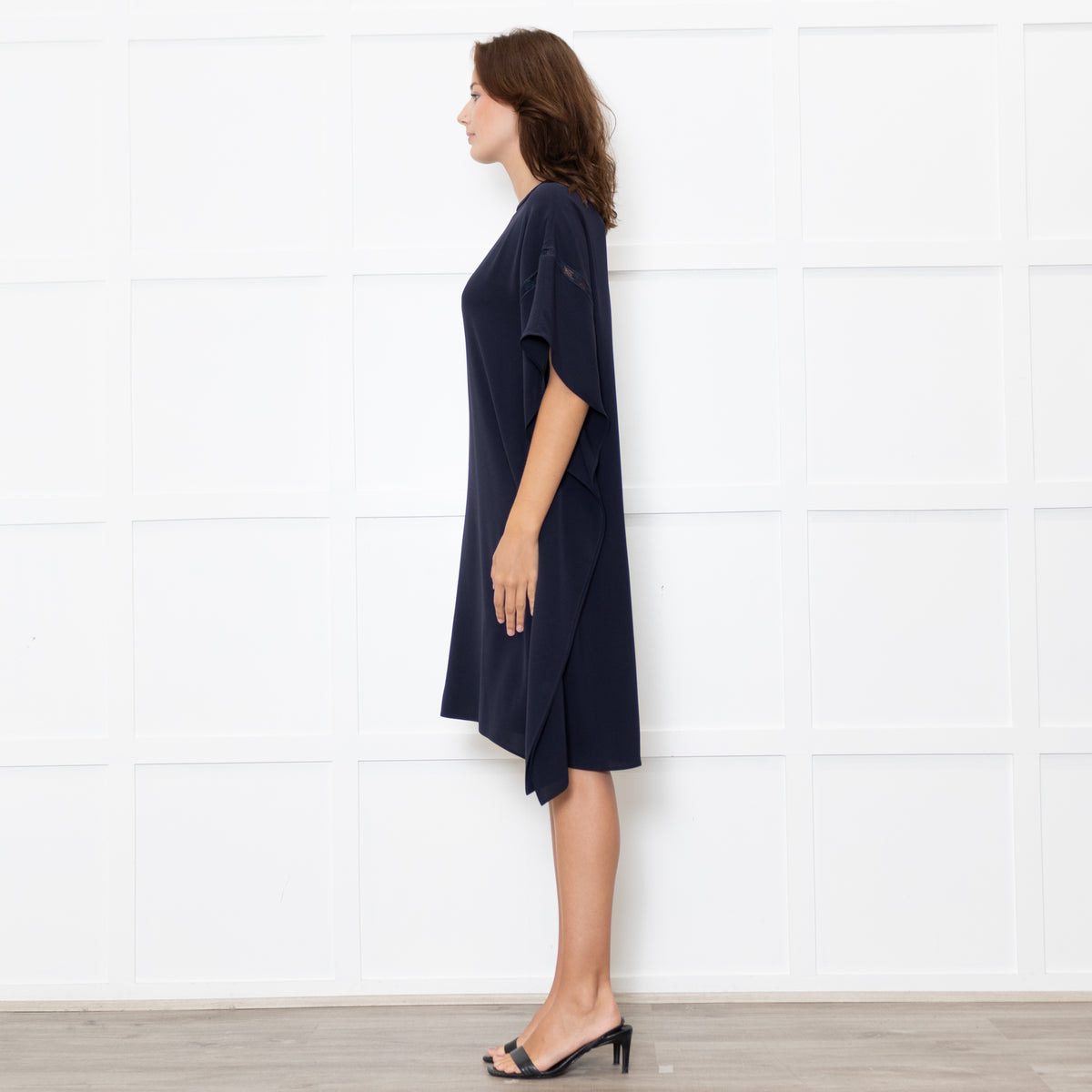 Max Mara Studio Navy Lace Trim Tunic Dress