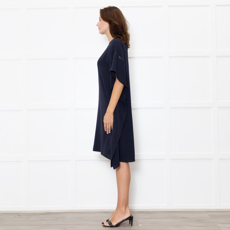 Max Mara Studio Navy Lace Trim Tunic Dress