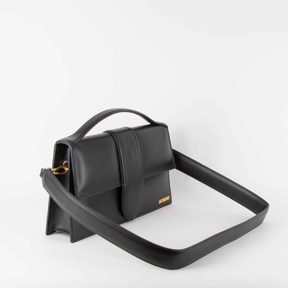 Jacquemus Le Bambinou Leather Top Handle W/ Removable Shoulder Strap Black
