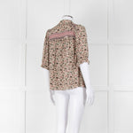Ba&sh Cream Red Green Floral Print Blouse