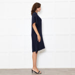 Max Mara Studio Navy Lace Trim Tunic Dress