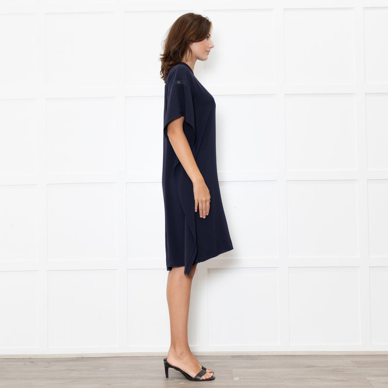 Max Mara Studio Navy Lace Trim Tunic Dress
