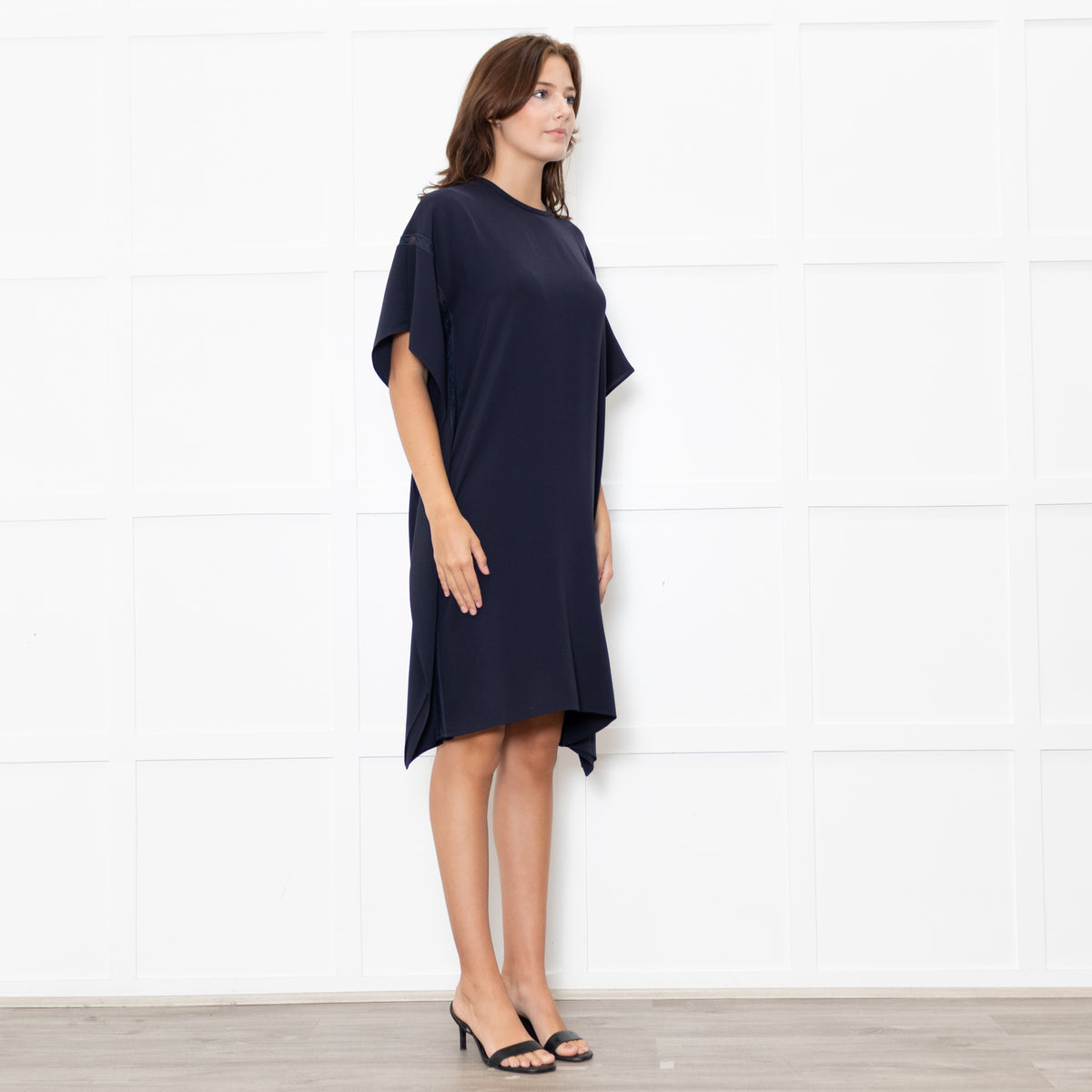Max Mara Studio Navy Lace Trim Tunic Dress