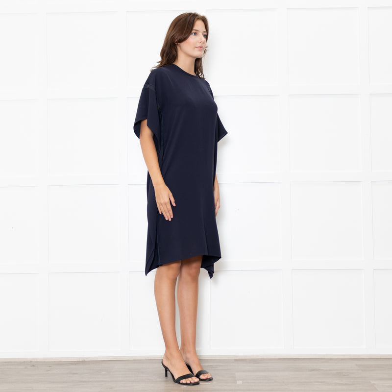 Max Mara Studio Navy Lace Trim Tunic Dress
