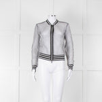 Marc Cain White Black Net Zip Up Bomber Jacket