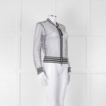 Marc Cain White Black Net Zip Up Bomber Jacket