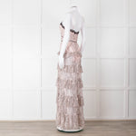Nicholas Pale Pink Tiered Lace Maxi Dress