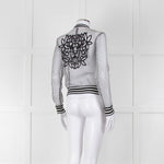 Marc Cain White Black Net Zip Up Bomber Jacket