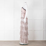 Nicholas Pale Pink Tiered Lace Maxi Dress