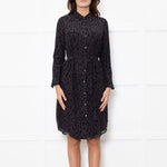 Rails Dark Grey Black Animal Print Long Sleeve Knee Length Dress