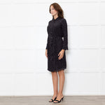 Rails Dark Grey Black Animal Print Long Sleeve Knee Length Dress