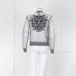 Marc Cain White Black Net Zip Up Bomber Jacket