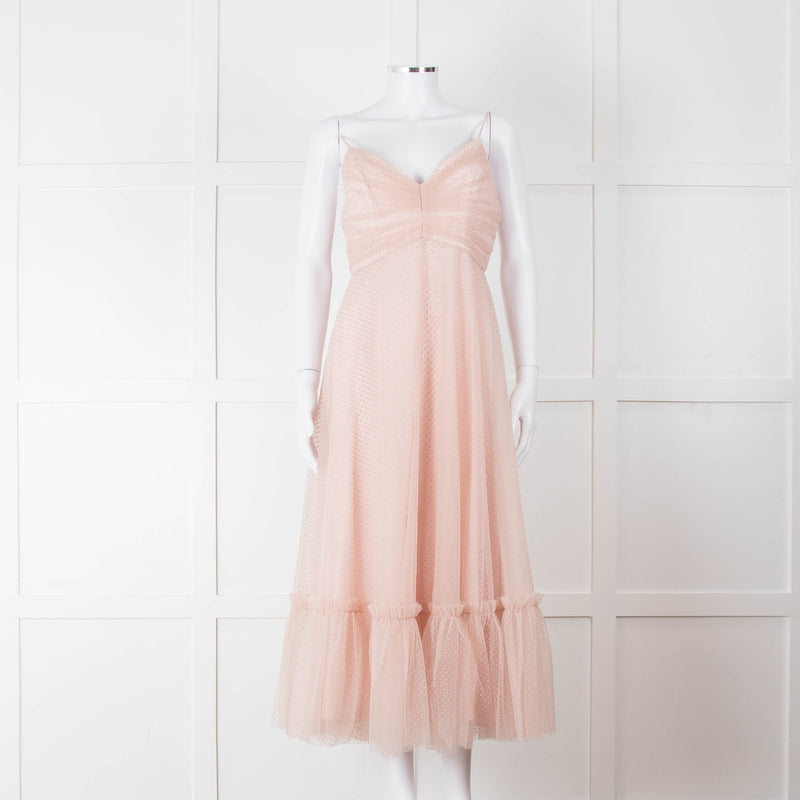 Zimmermann Pale Pink Dotted Tulle Flared Dress