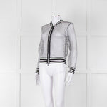 Marc Cain White Black Net Zip Up Bomber Jacket