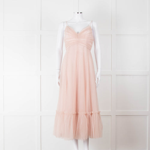 Zimmermann Pale Pink Dotted Tulle Flared Dress