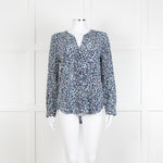 Joie Navy White Animal Print Long Sleeve Top
