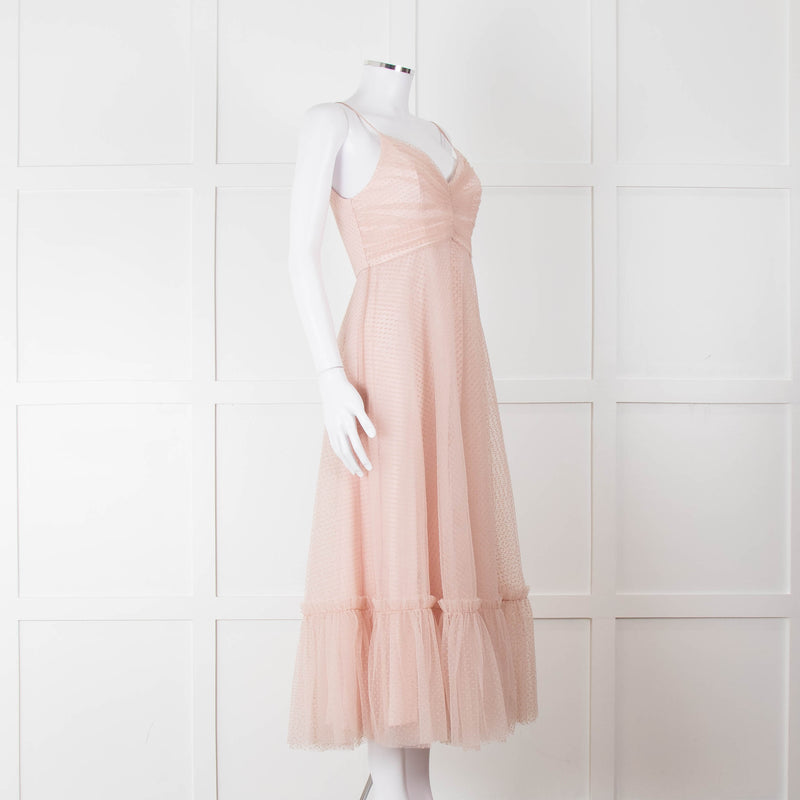 Zimmermann Pale Pink Dotted Tulle Flared Dress