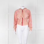 Pinko Pale Peach Red Zip Short Wind Stopper Hooded Jacket