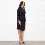 Rails Dark Grey Black Animal Print Long Sleeve Knee Length Dress