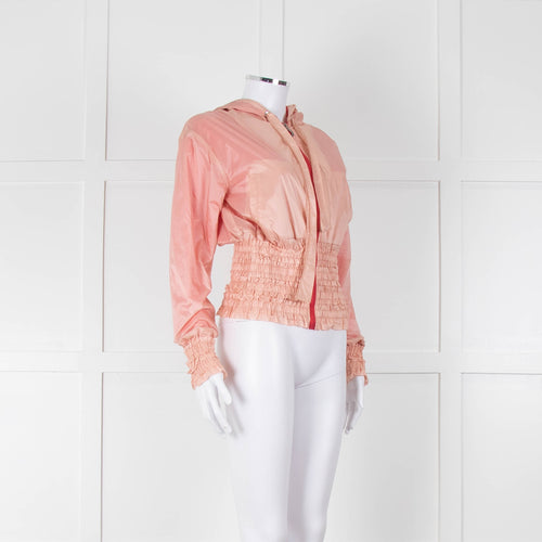 Pinko Pale Peach Red Zip Short Wind Stopper Hooded Jacket